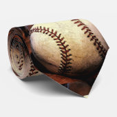 Baseball Artwork Stropdas (Opgerold)