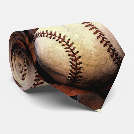 Baseball Artwork Stropdas (Opgerold)