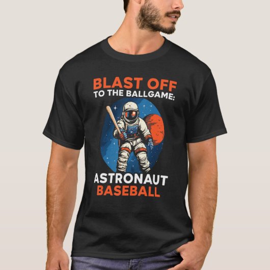 Baseball Astronaut  Baseball Player Sport Outerspa T-shirt (Voorkant)
