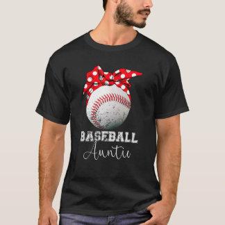 Baseball Auntie Messy Bun Ball Mothers Da T-shirt