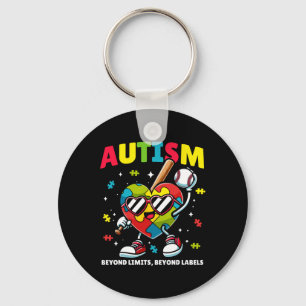 Baseball Autisme Bewustzijn Kleurrijke Puzzel voor Sleutelhanger