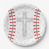 Baseball Baby Dedication Cross Party Paper Plates Papieren Bordje (Voorkant)