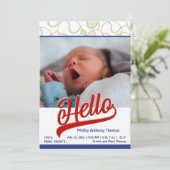 Baseball Baby geboorteaankondiging met foto Aankondiging (Staand voorkant)