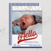 Baseball Baby geboorteaankondiging met foto Aankondiging (Voorkant / Achterkant)