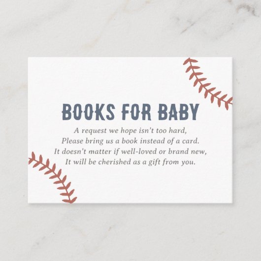Baseball Baby shower Books for Baby Informatiekaartje (Voorkant)