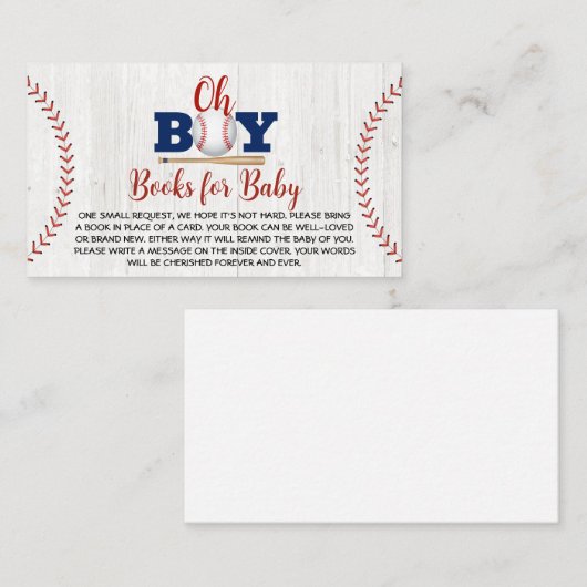 Baseball Baby shower Books for Baby Visitekaartje (Voorkant / Achterkant)