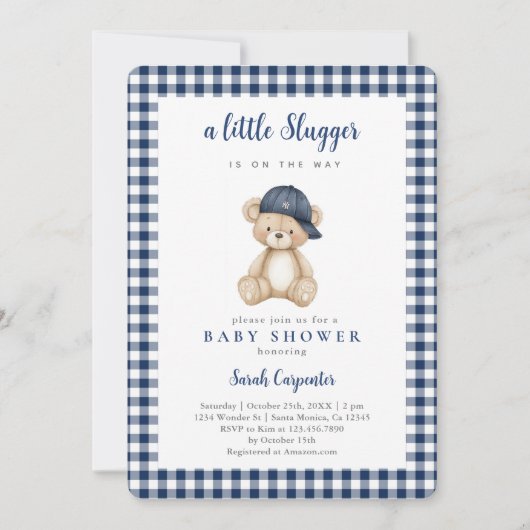 Baseball Baby Shower Boy Invitation Kaart (Voorkant)