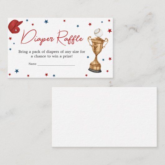 Baseball Baby shower Diaper Raffle Informatiekaartje (Voorkant / Achterkant)