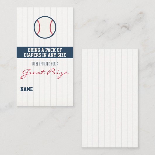 Baseball Baby shower Diaper Raffle Ticket (Voorkant / Achterkant)