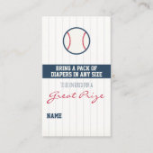 Baseball Baby shower Diaper Raffle Ticket (Voorkant)