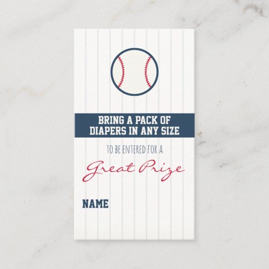 Baseball Baby shower Diaper Raffle Ticket (Voorkant)