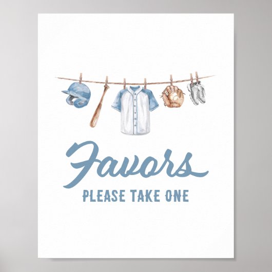 Baseball Baby shower Favors Sign Poster (Voorkant)