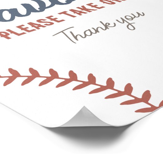 Baseball Baby shower Favors Sign Poster (Hoek)