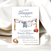 Baseball Baby Shower Invitation - A Little Slugger Kaart