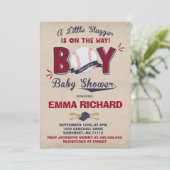 Baseball Baby shower Invitation Baseball Shower Kaart (Staand voorkant)
