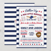 Baseball Baby shower Invitation Baseball Shower Kaart (Voorkant / Achterkant)