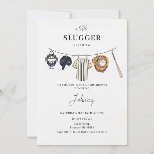 Baseball Baby Shower Invitation Kaart (Voorkant)