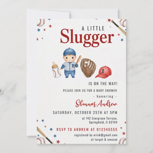 Baseball Baby Shower Invitation Kaart (Voorkant)