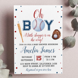 Baseball Baby shower Invitation Little Slugger Kaart