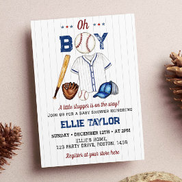 Baseball Baby shower Invitation Little Slugger Kaart