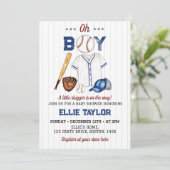 Baseball Baby shower Invitation Little Slugger Kaart (Staand voorkant)