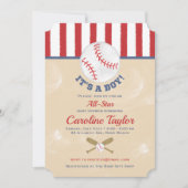 Baseball Baby shower Invitation Ticket Style Kaart (Voorkant)