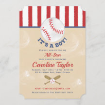 Baseball Baby shower Invitation Ticket Style