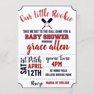 BASEBALL BABY SHOWER INVITE KAART