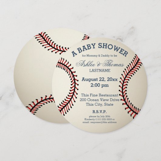 Baseball Baby shower Kaart (Voorkant / Achterkant)