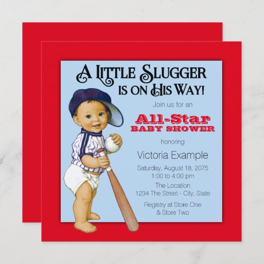 Baseball Baby shower Kaart (Voorkant / Achterkant)