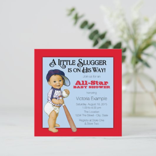 Baseball Baby shower Kaart (Staand voorkant)