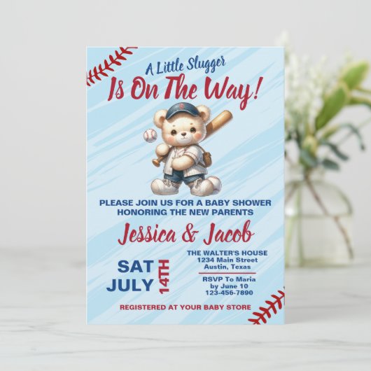 Baseball Baby shower Kaart (Staand voorkant)