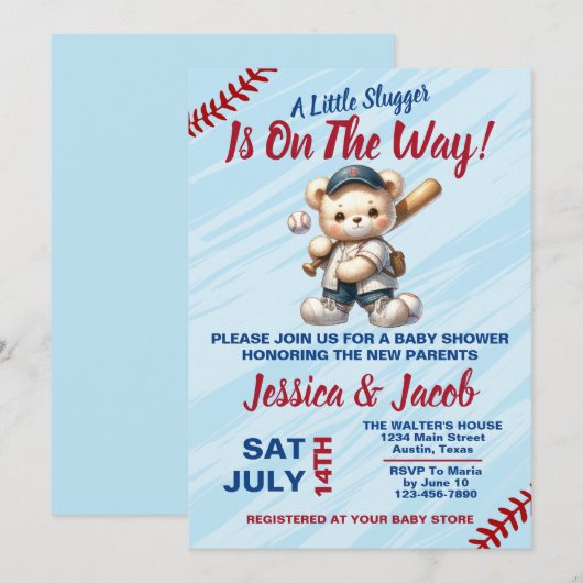 Baseball Baby shower Kaart (Voorkant / Achterkant)