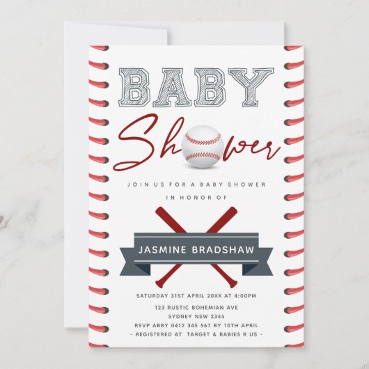 Baseball Baby shower Kaart (Voorkant)