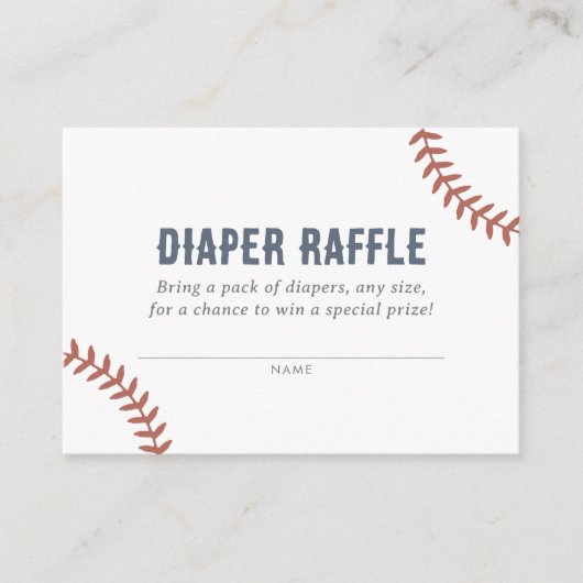 Baseball Baby shower Luier Raffle Ticket Informatiekaartje (Voorkant)