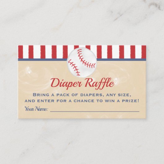 Baseball Baby shower Luier Raffle Ticket Informatiekaartje (Voorkant)