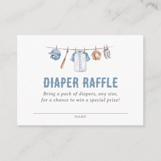 Baseball Baby shower Luier Raffle Ticket Informatiekaartje (Voorkant)