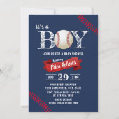 Baseball-Baby shower Navy Blue Boy Kaart (Voorkant)