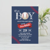Baseball-Baby shower Navy Blue Boy Kaart (Staand voorkant)