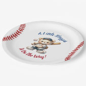 Baseball Baby shower Papieren Bordje (Gekanteld)