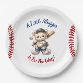 Baseball Baby shower Papieren Bordje (Voorkant)