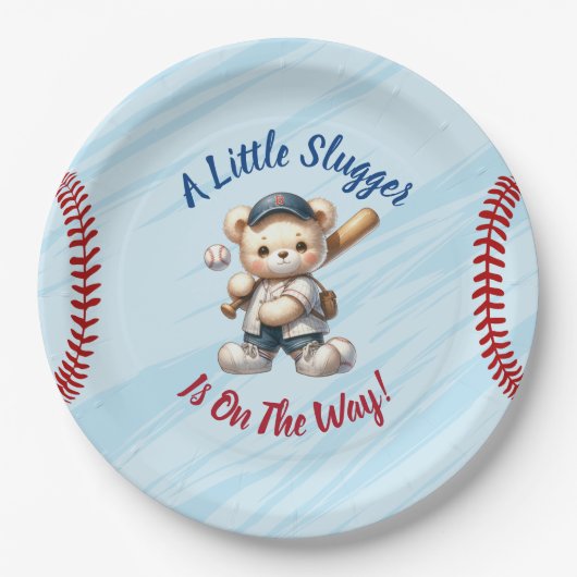 Baseball Baby shower Papieren Bordje (Voorkant)