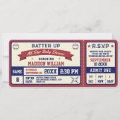  Baseball Baby shower Ticket Invitation Kaart (Voorkant)