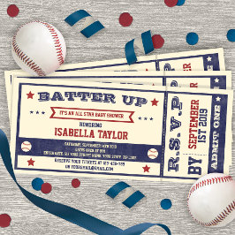  Baseball Baby shower Ticket Invitation Kaart