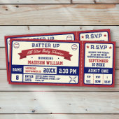  Baseball Baby shower Ticket Invitation Kaart