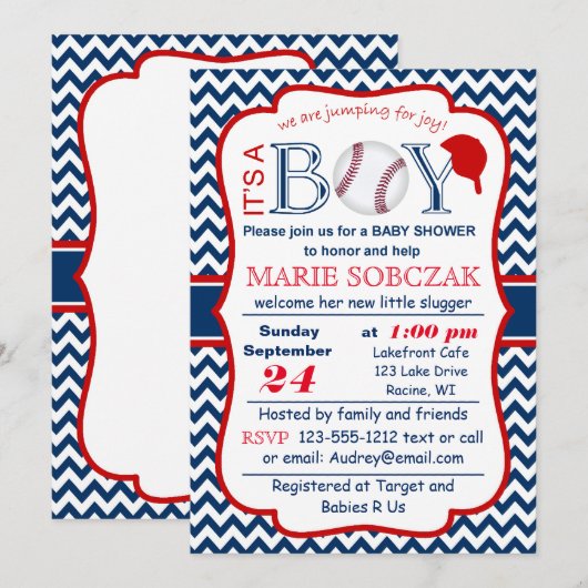  Baseball Baby shower Uitnodiging (Voorkant / Achterkant)