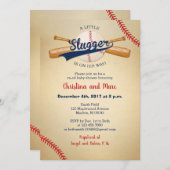 Baseball Baby Shower-uitnodigingen - Kleine sloppe Kaart (Voorkant / Achterkant)
