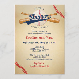 Baseball Baby Shower-uitnodigingen - Kleine sloppe Kaart