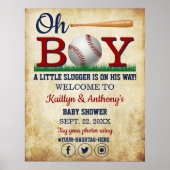 Baseball Baby shower Welkomstteken Poster (Voorkant)