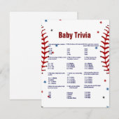 Baseball baby trivia game baby shower game Card Kaart (Voorkant / Achterkant)
